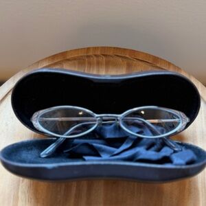 Vera Wang Grey Metal & Rhinestone Oval Glasses with Case